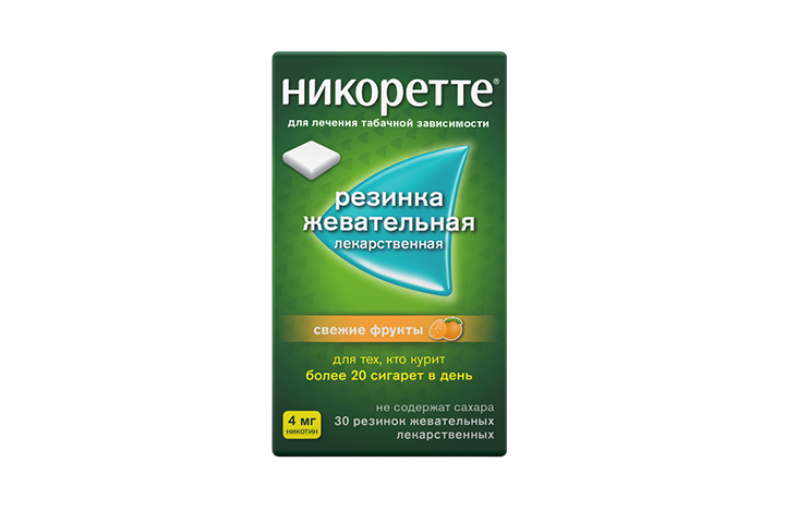 Никоретте Свежие фрукты 4мг жев резинка №30
