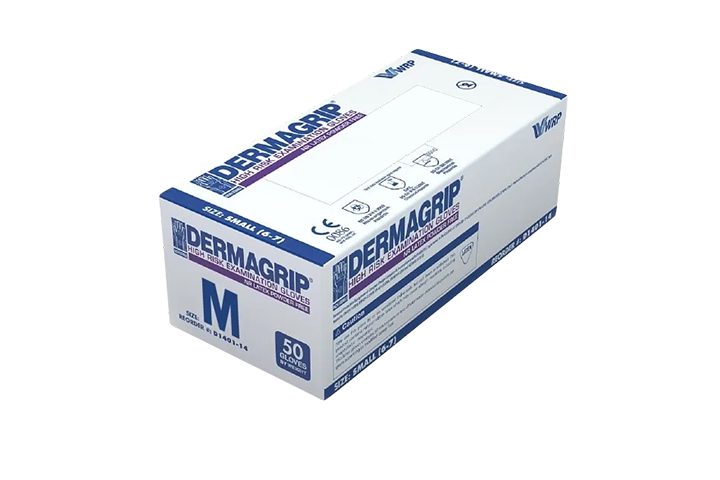 Перчатки Dermagrip High Risk смотр латекс н/оп н/с повыш/прочн р.M 25пар