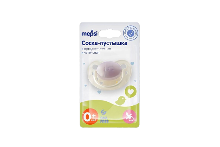 Мепси Соска-пустышка латекс ортодонт 1шт 0+ 0301