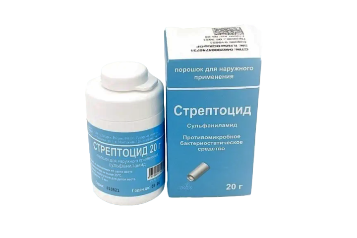 Стрептоцид пор д/нар прим 20г бан/дозат