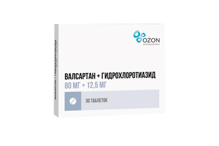 Валсартан+Гидрохлоротиазид 80мг+12,5мг табл п/пл/о №30