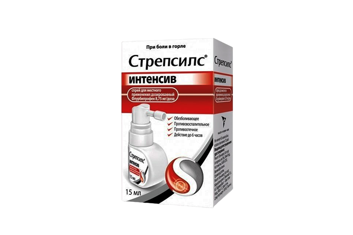 Стрепсилс Интенсив 8,75мг/доза спрей д/местн прим дозир 15мл вишня/мята
