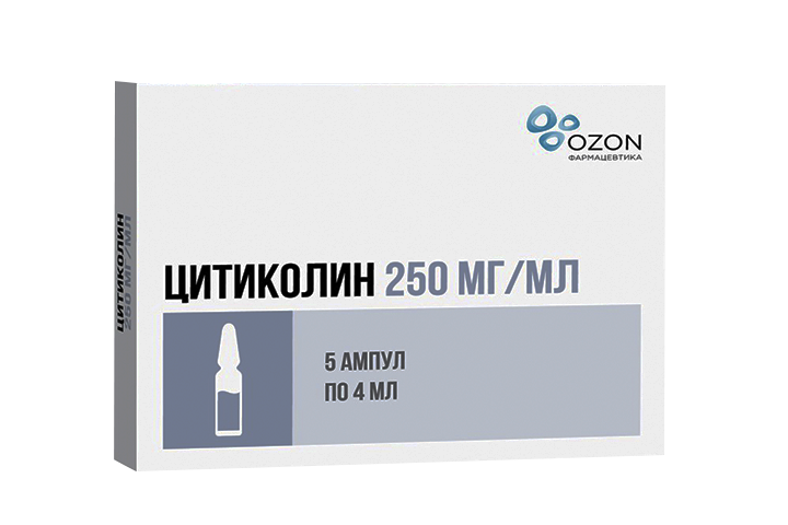 Цитиколин 250мг/мл р-р д в/в в/м 4мл амп №5
