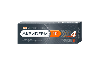 Акридерм ГК комбинированный препарат от дерматита, крем 30г туба