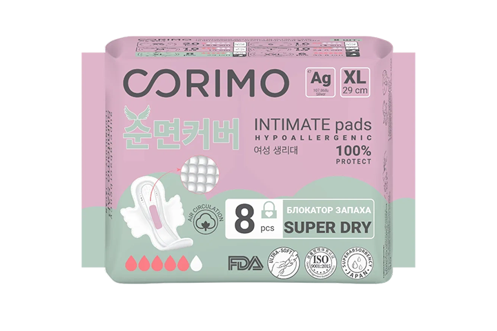Corimo Прокладки жен гигиен анатом впит р.XL 8шт