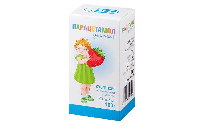 Парацетамол детский 120мг/5мл сусп д/пр внутрь 100г клубничная