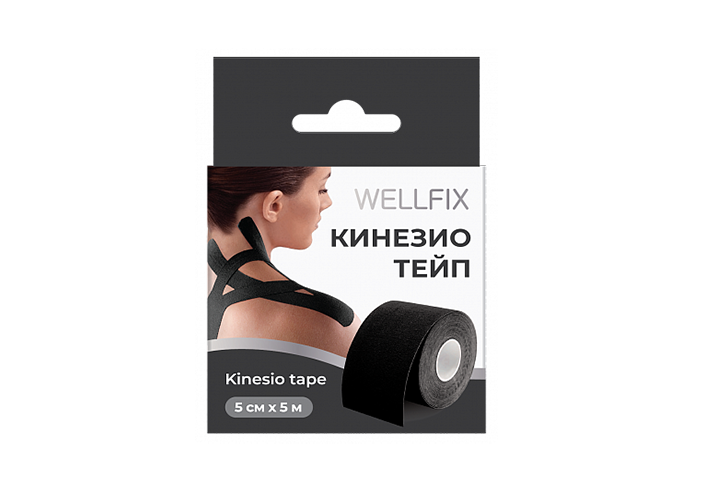 Веллфикс Кинезио тейп 5смх5м 1шт черн