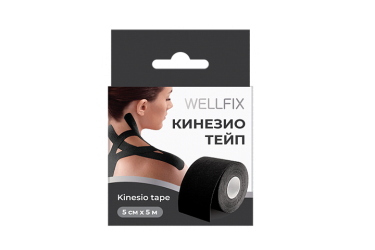 Веллфикс Кинезио тейп 5смх5м 1шт черн
