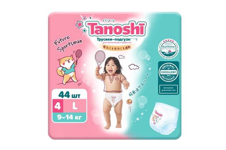Tanoshi Трусики-подгузники д/дет р.L/9-14кг 44шт