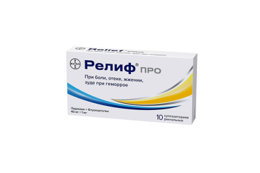 Релиф Про 40мг+1мг супп рект №10