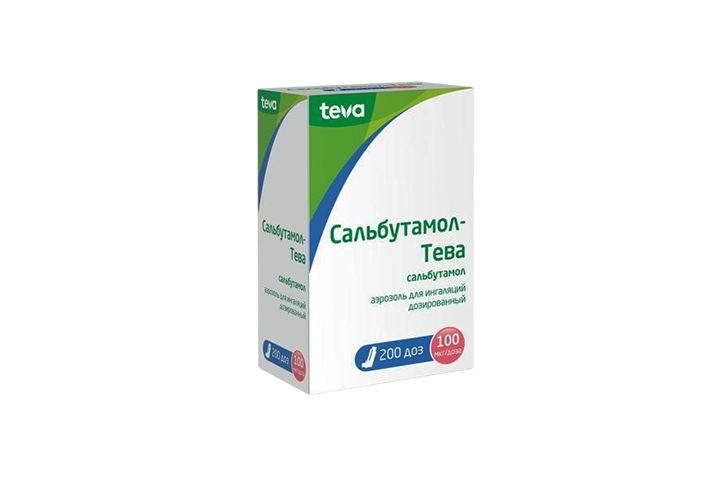 Сальбутамол-Тева 100мкг/доза аэроз д/инг 200доз