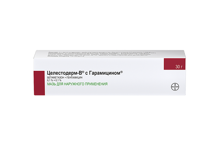 Целестодерм В с гарамицином 0,1% мазь д/нар прим 30г