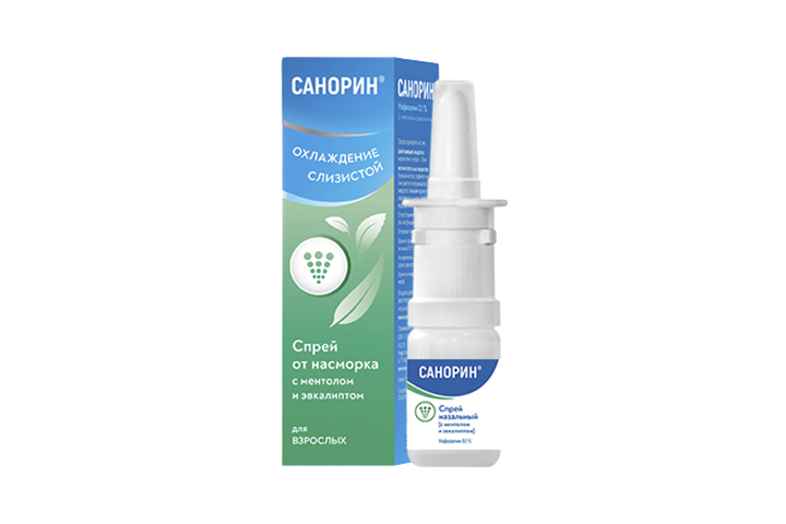 Санорин 0,1% спрей наз 10мл ментол/эвкалипт