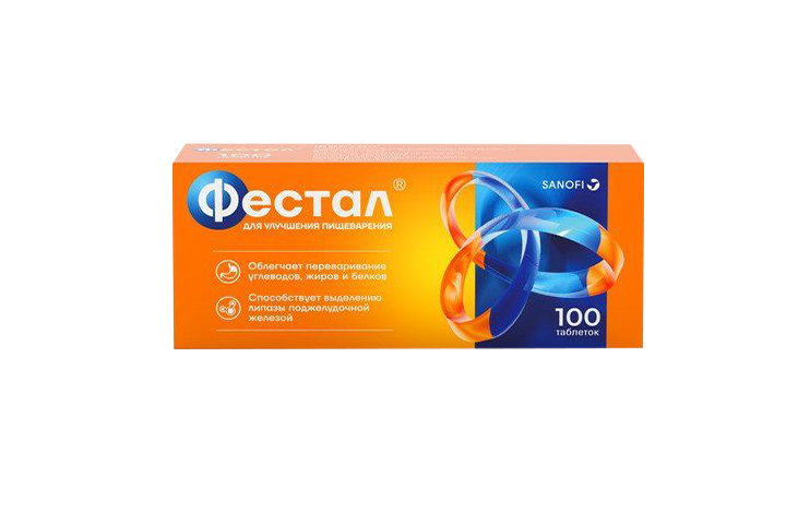 Фестал табл п/о кш/раств №100