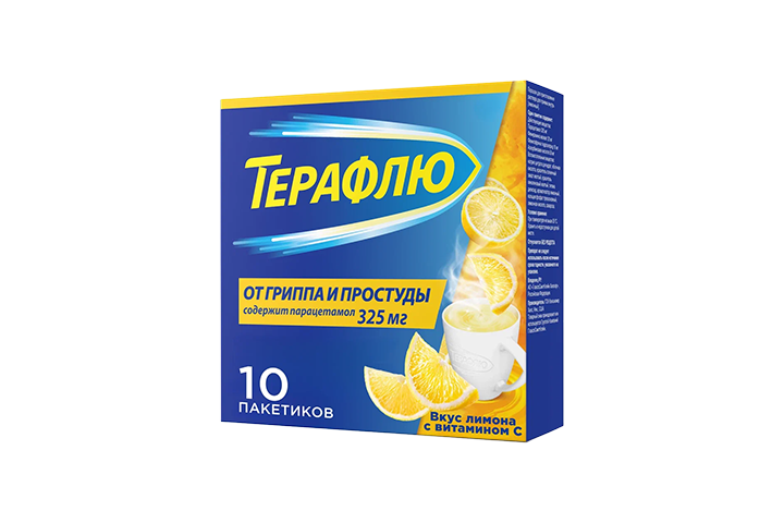 Терафлю пор д/приг р-ра д/пр внутрь 22,1г пак №10 лимон