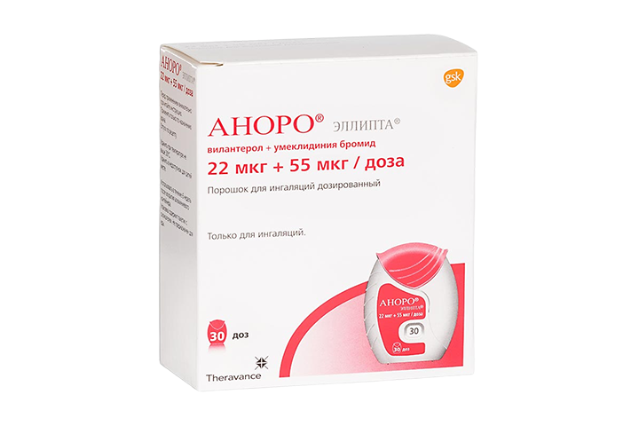 Аноро Эллипта 22мкг+55мкг/доза пор д/инг 30доз