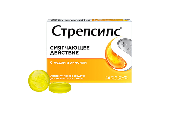 Стрепсилс мед/лимон табл д/рассас №24
