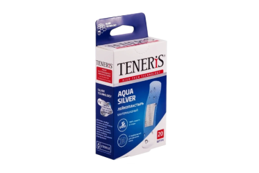 Teneris Aqua Silver Лейкопластырь бактер с ионами серебра полимер 20шт