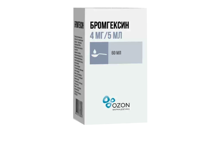 Бромгексин 4мг/5мл р-р д/пр внутрь 60мл