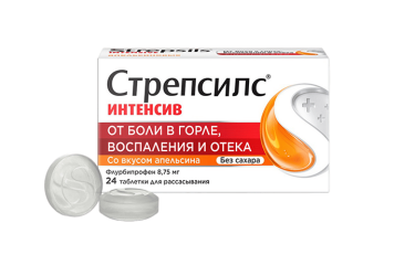 Стрепсилс Интенсив табл д/рассас б/сах апельсин №24