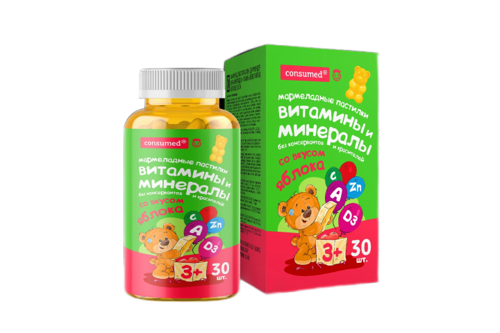 Консумед Витамины и Минералы паст мармел №30 яблоко 3+