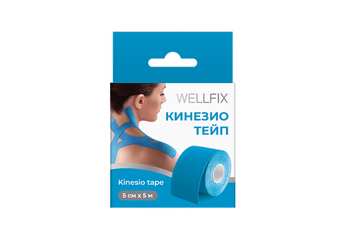 Веллфикс Кинезио тейп 5смх5м 1шт голуб