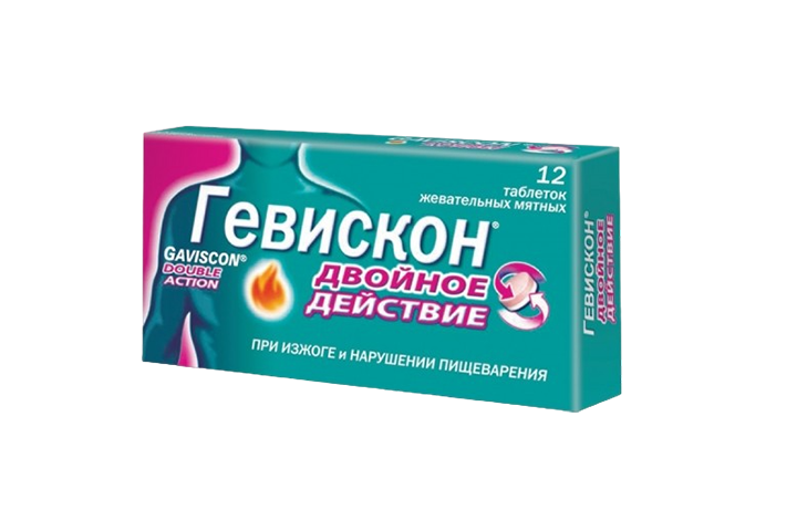 Гевискон Двойное Действие табл жев №12 мята