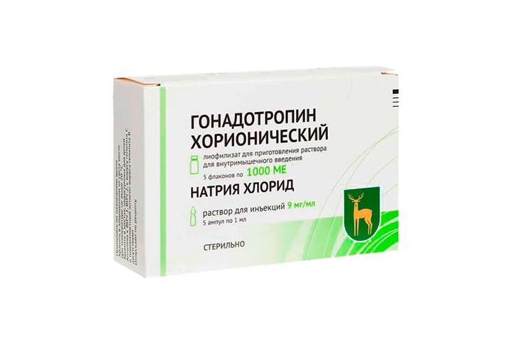 Гонадотропин хорионический 1000МЕ лиоф д/приг р-ра в/м фл №5+р-ль натрия/хл 1мл амп №5