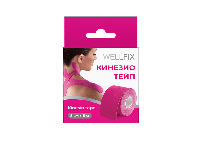 Веллфикс Кинезио тейп 5смх5м 1шт роз