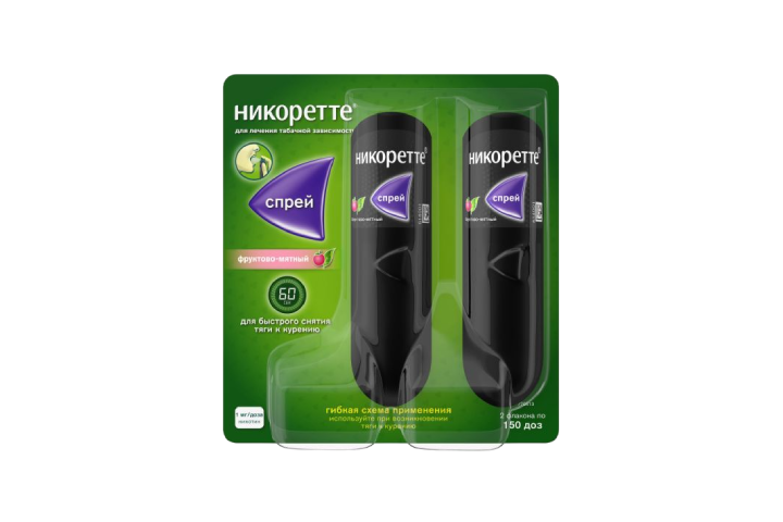 Никоретте 1мг/доза спрей д/местн прим 150доз №2 фрукт/мятный