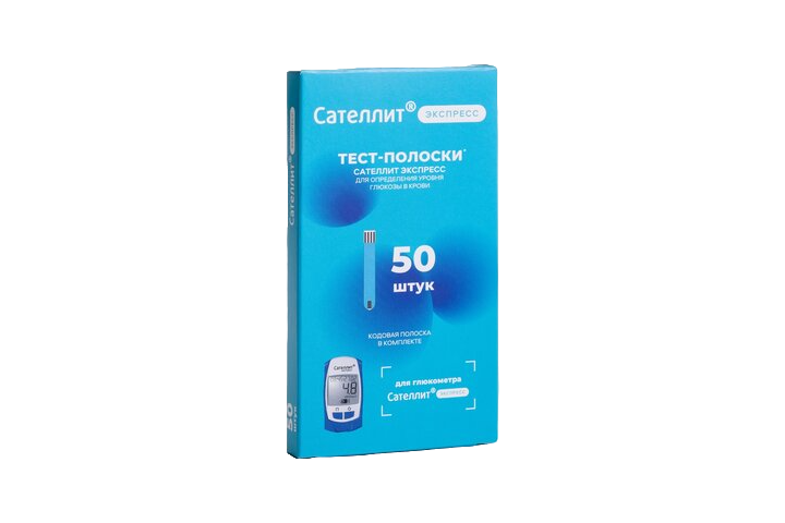 Тест-полоски Сателлит Экспресс ПКГ-03 д/опр глюкозы в крови 50шт