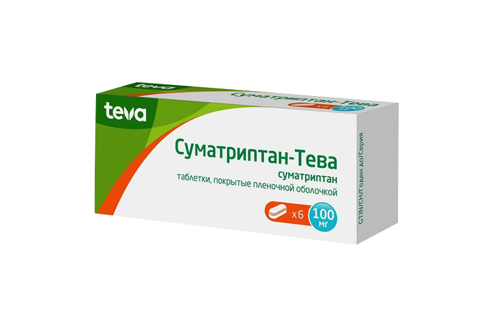 Суматриптан-Тева 100мг табл п/пл/о №6