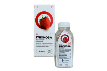 Глюкоза пор д/приг р-ра д/пр внутрь 75г бут №1 клубника