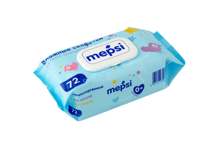 Мепси Салфетки влажные дет 72шт с клап