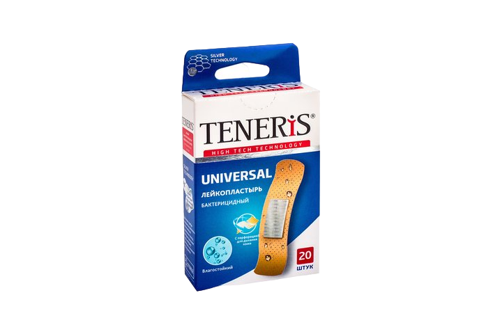 Пластырь Teneris Universal бактер с ионами серебра полимер 20шт