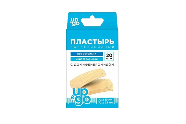 Пластырь бактер UP&GO универс 2 разм 72х19мм и 72х25мм 20шт