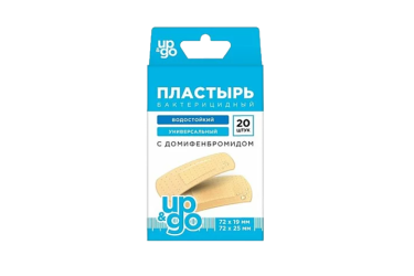 Пластырь бактер UP&GO универс 2 разм 72х19мм и 72х25мм 20шт