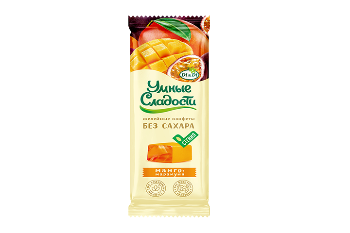 Умные сладости Конфеты желейные в глазури 90г манго/маракуйя