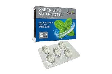 Доктор Нутришин Смолка жев в раст/пудре Green gum Anti-Nicotine 0,8г 5шт