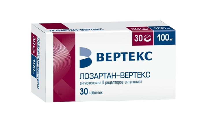Лозартан-ВЕРТЕКС 100мг табл п/пл/о №30