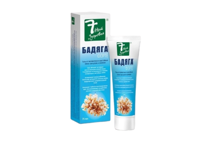 7 Нот Здоровья Бадяга Форте Гель от синяков/пигмент пятен 75мл