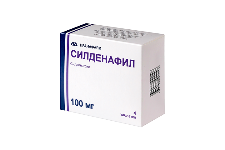 Силденафил 100мг табл п/пл/о №4