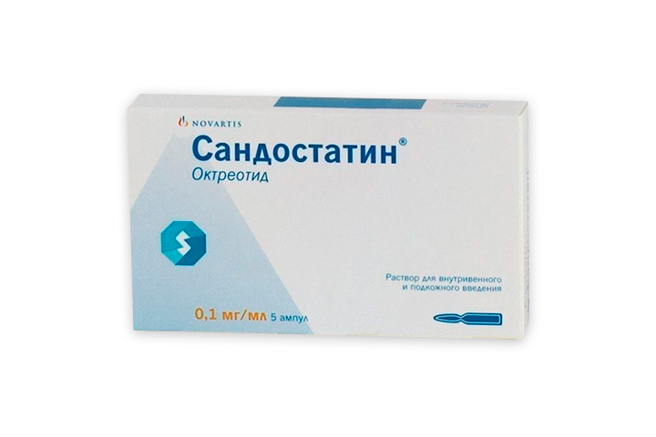 Сандостатин 0,1мг/мл р-р в/в п/к 1мл амп №5