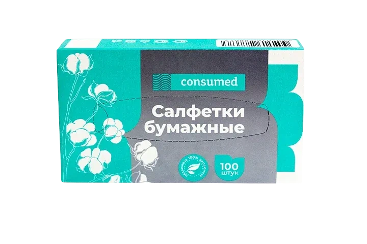 Салфетки бумажные 100шт Консумед