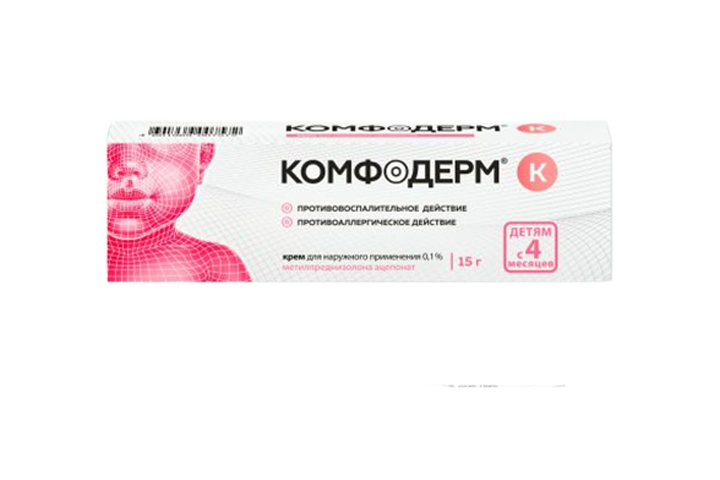 Комфодерм К для лечения дерматита у взрослых и детей, крем 0.1% 15 г