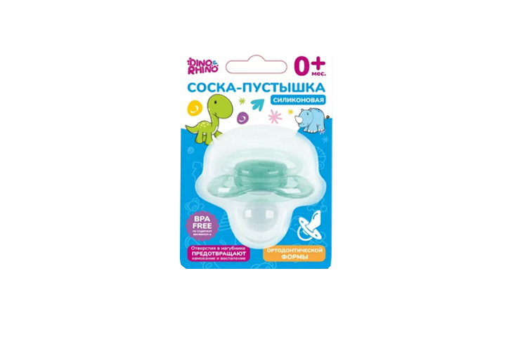 Dino&Rhino Соска-пустышка силикон ортодонт 1шт 0+