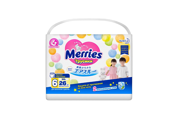 Меррис Подгузники-трусики дет р.XXL/15-28кг 26шт
