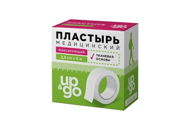 Пластырь мед Up&Go фиксир 2,5х500см ткан 1шт