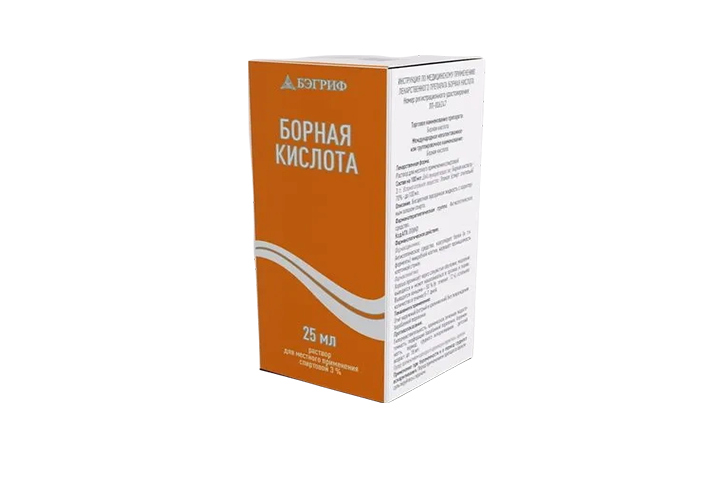 Борная к-та 3% р-р спирт 25мл инд/уп