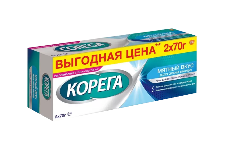 Корега Крем д/фикс зубных протезов Экстра сильный 70г №2 Мятный